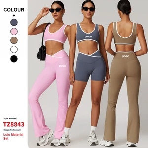 Custom High Quality Pilates Sportswear Gym Fitness Sports Clothing Cross High Waist Workout Clothes Women Active Wear Yoga Set