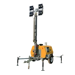 9m Mobile Light Tower with 14.3KW Diesel Generator 4x400W LED Telescopic Mast Tower Lighting for Industrial Use