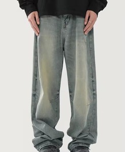 Custom High Quality Vintage Flare Pants Plus Size Distressed Light Wash Loose Baggy Denim Jeans for Men