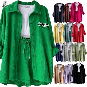 Two-piece Suit Custom LOGO Women's Sets Long Sleeves High Waist and Drawstring Shorts Tracksuits Jogger Plus Size Casual Suit