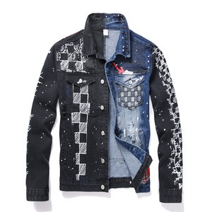 Men's Elegant Embroidered Denim Jacket & Coat Distressed Vintage Streetwear with Y2K Print Design Fashion-Conscious Individuals