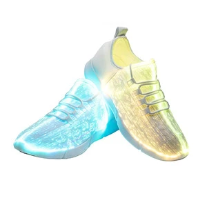 LED Light-Up Shoes Rechargeable Fiber Optic Luminous Polyester for Dancing & Music Festivals Party Performance