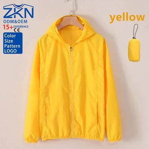 ZKN Yellow Unisex Sun Protection Clothing UPF 50+ Anti-Uv Breathable Non-Sticky Skin Contact Hooded Quick Dry Loose Fit