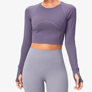Custom Women's Yoga Tops Breathable Quick Dry Eco-Friendly Plus Size Spandex/Polyester Fitness Workout Activewear Private Label