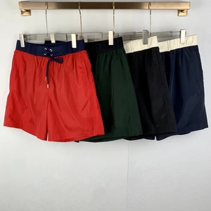 Summer Contrast Waistband Quick Dry Beach Shorts Mens Drawstring Water Resistant Swim Trunks Casual Sports Five Inch Shorts