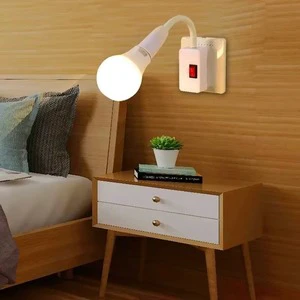 E27/E26 Socket Adapter with On/Off Switch Light Lamp Bulb 360 Degrees Flexible US Plug for Night Light Grow Lights Desk Lamp