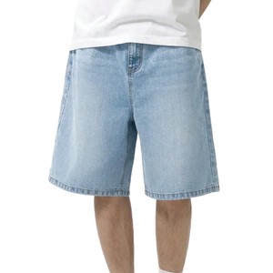 Premium Fabric Mens Baggy Jean Shorts Loose Fit Vintage Wide Leg Jorts Y2K Streetwear Hip Hop Casual Denim Shorts