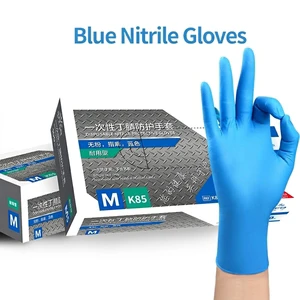 High Quality Powder-Free 9 Inches Exam Cleanroom Gloves Disposable Blue Nitrile Safety Gloves for Laboratory Clinic