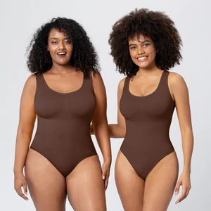 Women's Seamless Bodysuit High-Intensity Customizable Logo Plus Size Tummy Butt Lifting Camisole and Thong Briefs Shapewear
