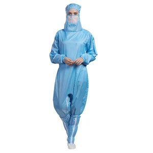 H-1132 Crotch Coverall Anti-static Cleanroom Suit Dustproof Antistatic Autoclavable for Electronics Pharma Food Processing