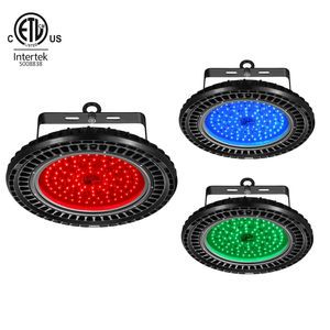 120V DMX512 Control 100W 150W 200W 250W Round UFO ETL Smart RGB RGBW Ultra Color Changing High Bay Light For Car Washer