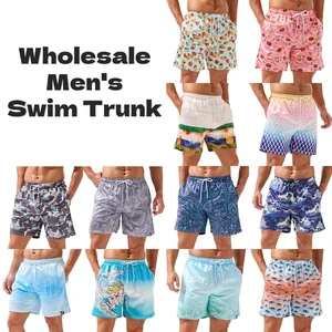 Wakdop Instock Beach Shorts with Side Pockets Floral Print XS-2XL comfort Fit Double Layer Stretchy Men's Swimming Trunks