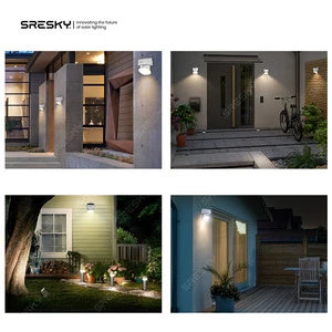 SRESKY Solar Powered LED Wall Light with Motion Sensor for Outdoor Security and Garden Decor Solar Sensor Wall Light