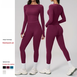 Premium Yoga Top Outdoor Running Workout High Waist Skinny Lifting Butt Yoga Pants Women Set