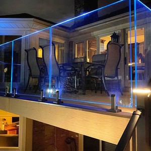 LED Lighting In Frameless Glass Railings With Stainless Steel Glass Spigot For Deck Railing Frameless Glass Pool Fencing
