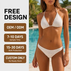 2026 Custom Chic Retro Polka Dot Bikini With Mesh Insert Details, Triangle Halter Top And Matching Vacation Bathing Suit