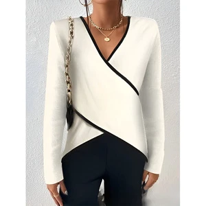 Spring/Autumn New Cross-Border European American Women's Fashion Best-Selling Embroidered Polyester Oversize Mid-Length T-Shirt