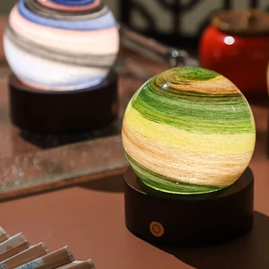 Nordic LED Retro Modern 12 Months Crystal Moon Lamp DIY Indoor USB Power Source Night Light for Living Room Glass Body
