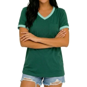 Casual Womens V Neck Top Lightweight Cotton Relaxed Fit Everyday Stylish Fashion Tee Shirt