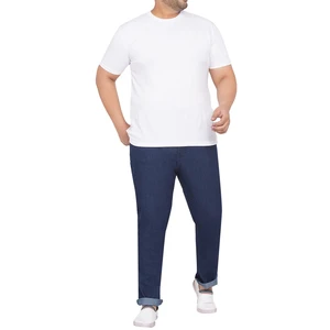 Men's Straight Fit Stonewashed Denim Jeans 100% Cotton Casual Elastic Waist Midweight Breathable Spring Pants