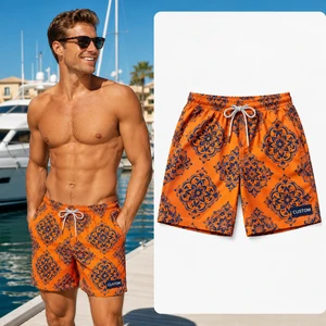 Custom Plus Size Friendly High Waist Swim Trunks With Adjustable Drawstring for Large Figures Beach Shorts