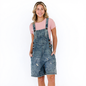 Women's Summer Casual One-Piece Blue Denim Pants Rompers High-Elastic Overalls Pattern Sleeveless Skinny Fit Cargo Pants Dark