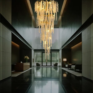 Factory Price Blown Glass Antique Crystal Staircase Lights Modern Decorative Led Hanging Chandelier for Home