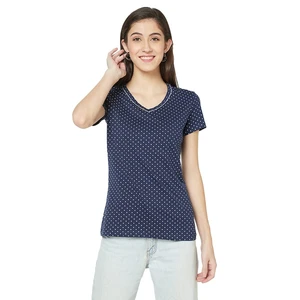 Bangladesh Supplier Women's Plus Size T Shirts Customized Design Stylish Printed V Neck Slim Fit Casual 100% Cotton T-Shirt