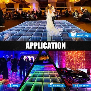Illuminated Glass Magnetic RGB Dance Floor Wedding DJ Party Disco Portable Light up Wireless Led 3d Infinity Mirror Dance Floor