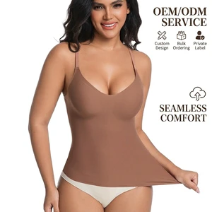OEM Customized Beautifying Camisole Adjustable Shoulder Straps Soft Seamless Bodysuit Spandex/Nylon Fabric Women's Shapewear