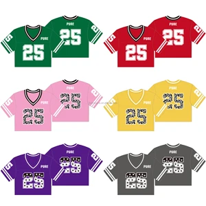 Custom Women's Cropped American Football Jersey Cropped Singlets For Girl Tank Top Sleeveless Crop Top Wear Workout T-Shirts
