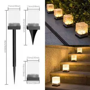 Outdoor Waterproof LED Rock Brick Lights with Warm White Pavers Landscaping Lights for Garden Solar Lights
