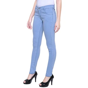 Custom New Design High Quality Style Women Jeans Pant Solid Color Comfortable Women Jeans Pant