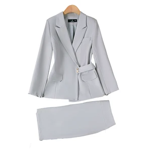 New Autumn Collection Woman's Plus Size Business Tuxedo Suit Solid Color Blazer Pant Set Ladies' Elegant Grooming Essentials