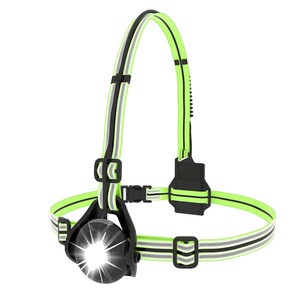 USB Rechargeable Running Lights for Runners With Yellow Reflective Vest Night Safety Adjustable Beam LED Chest Light