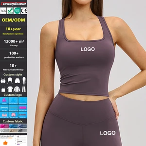Women'S High Elastic Halter Neck Breathable Workout Tank Top Backless Square Neck Gym Sports Vest Seamless Yoga Tank Top