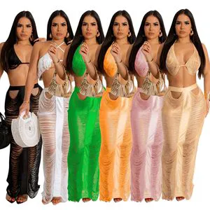 2pc Cover Ups Swimsuit Coverups Bathing Suit Coverup Beachwear Bikini Swimwear Bikini White Crochet Beach Cover up Dress No MOQ