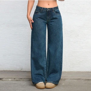 Europe America Cross-Border Low-Waist Wide-Leg Denim Jeans Women Summer New Loose Floor-Length Straight Leg Versatile Retro