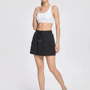 Customizable Casual Women Drawstring Cargo Skort High Waist Mini Skirt Built Shorts Quick Dry Plain Dyed Outdoor Hiking Daily
