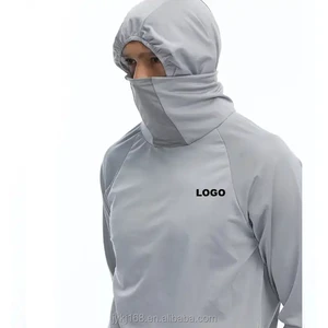 Autumn Anti-UV Sun-Protective SPF 50 Long Sleeve T-Shirt Men's Fishing Hoodie with Embroidered Applique Oversized Jersey Fabric