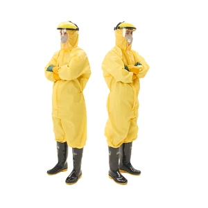 Disposable Hazmat Suit Cleanroom Coverall Uniform Type 5 6 SMS Chemical Microporous Coveralls