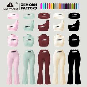 Women High Stretch Yoga Leggings Flares Sports Bra Fitness Set Gym Wear Ropa Deportiva Mujer OEM ODM China Factory