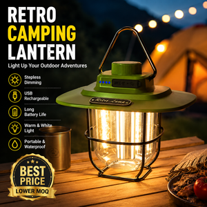 Hot Selling Rechargeable Retro Camping Lantern LED Outdoor Portable Tent Light Stepless Dimming USB IP44 Waterproof CRI 90 Lamp