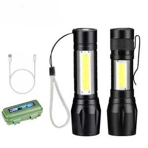 New Hot Sale 2 in 1 Portable Mini Give Away Promotion Gift Cheap Aluminum EDC Zoom Pocket Clip Flashlight Rechargeable Torch Led
