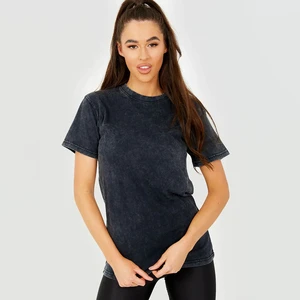 Elegant Black Solid T-Shirt Women | Luxe Casual Chic Wholesale Vintage Street Fashion Breathable Spring/Autumn/Winter Front