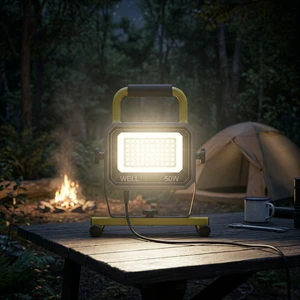 Linsheng 50W 5000LM IP66 Waterproof Portable LED Work Lamp 360 Rotatable Jobsite Light With Stand for Construction Mine Site