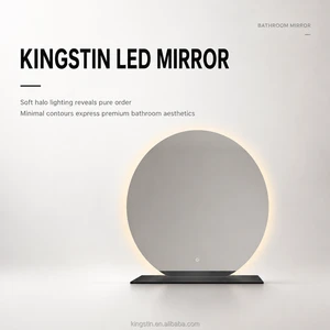Kingstin Backlit LED Bathroom Mirror with Shelf, 3 Color Dimmable Wall Mirror, Custom Size Anti-Fog Smart Vanity Mirror