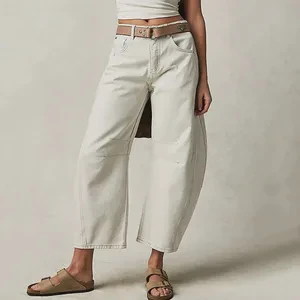 New Arrivals Women's Baggy Jeans, Fashion Wide Leg Ankle-length Pants for Office Lady Women's Clothing