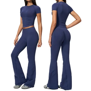 TZ8843 Women's Workout Clothes High Waist Active Running Yoga Set Naked Feeling Plus Size Contrast Sports Fitness Yoga Sets