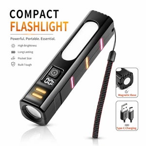3000mah Battery Outdoor Emergency Red Blue Flash Mini EDC Flashlight Magnetic Light Inspection Torch Light